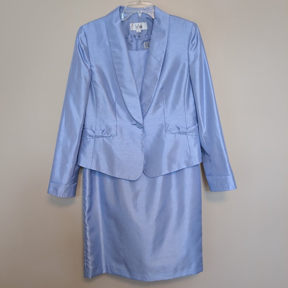 VINTAGE LeSuit periwinkle taffeta shift dress and blazer 1990s EUC 10